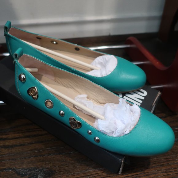 Love Moschino Shoes - Love Moschino Teal Leather Ballet Flats US 9